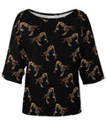 Women's Short Sleeve Boat Neck Loose Fit Go To Casual Tee With Bearded Dragon Lizard Print Lightweight Breathable Polyester Spandex Blend