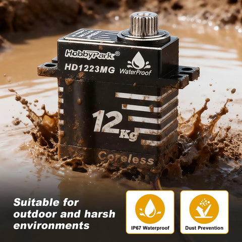 Waterproof 12Kg High Torque Digital Steering Servo For 1/18 TRX4M Crawler submerged in mud with aluminum casing