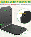 Heavy Duty L Bracket 6x6x5 90 Degree Pergola Bracket With Black Rustproof Coating For Carbon Steel, 4mm Thick, 500 LB Capacity