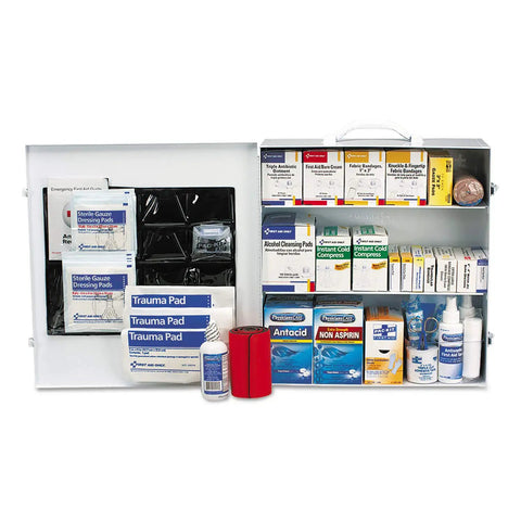 ANSI B Plus And OSHA Compliant 676 Piece First Aid Kit For 100 To 150 People Worksite Ready Wall Mount Cabinet With Emergency Medical Supplies For Businesses And Large Offices