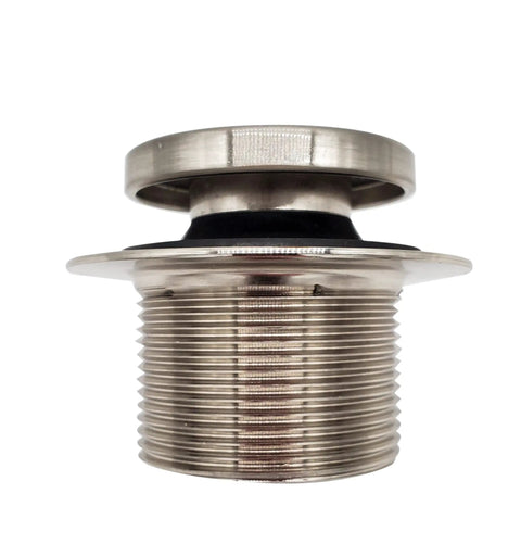 Close-up of the 14 Inch Tub Waste And Overflow Assembly One And A Half Inch With White Slip Joint Tubing And ADA Hands Free Tip Toe Drain Plug