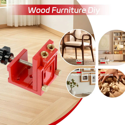 Heavy Duty Aluminum Adjustable Pocket Hole Jig Kit With Laser Engraved Inch And Metric Scales for easy wood furniture DIY projects.