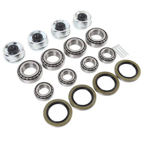 Trailer Wheel Hub Bearings Kit For 5200 To 6000 Lb Axles, Four Piece Replacement Kit With Grease Seals And Cotter Pins displayed