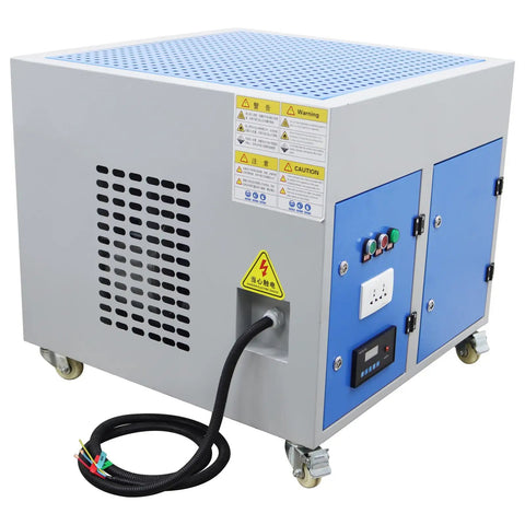 Top Tier Downdraft Table Dust Collector Vacuum For Metalworking Grinding Bench featuring gray and blue design, 800x800x750mm size.