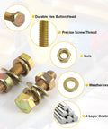 1012 Pieces Grade 8.8 Metric Bolts And Nuts Set, heavy duty hex bolts with yellow zinc plating, close-up of bolt assembly