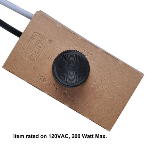 Smooth Rotary Dimmer Switch With Knob For 200 Watt Bulbs, 120 Volt Manual Control Replacement For Led Halogen And Incandescent Lights No Sweat Install For Indoor And Outdoor Settings total game changer upgrade showing black knob on beige housing.