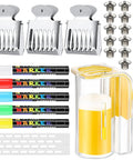 Beekeeping Queen Bee Marker Kit Pro Pack with 1 marking bottle, 5 color markers, 50 platforms, 3 clips, push pins, and entrance door