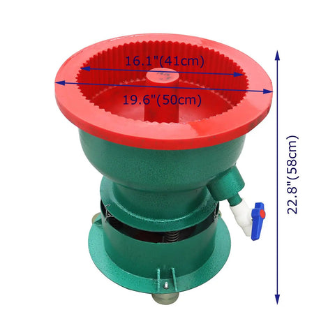 No Sweat Heavy Duty 40L Vibration Polishing Machine For Metal Hardware Parts Quick Deburring And Chamfering Tool Smooth As Butter 1440Rpm Electric Motor Setup, 22.8 inch height, green and red design.