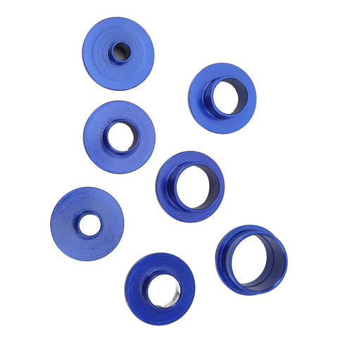 Ten Piece Heavy Duty Aluminum Router Template Guide Bushing Kit With Tight Lock Nuts, blue locking nuts for woodworking.