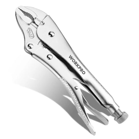 10 Inch Curved Jaw Locking Pliers With Wire Cutter Beefy Heavy Duty Chrome Vanadium Steel Vise Grips, side view