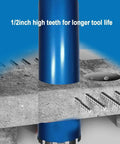 Front view of a blue 2-inch diamond core drill bit for wet drilling in concrete and masonry