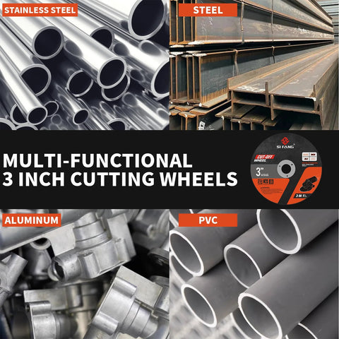 SI FANG 3-inch cut-off wheel set with 1/4 in mandrel; 3/8 in arbor for metal, stainless steel, aluminum, PVC (25 pcs)