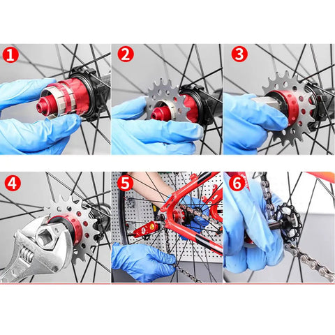 Installation steps for Single Speed Freewheel For Mountain Bikes 12T Gear Sprocket with Beefy Steel Construction