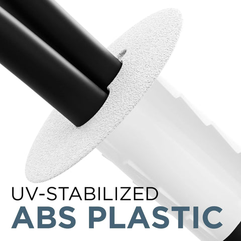 Dual feed-through coax wall grommet in white, UV-stabilized ABS plastic for indoor/outdoor use