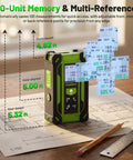 4 In 1 Digital Laser Tape Measure With Dual HD Display, 200 Ft Rechargeable Laser Distance Meter, 33 Ft Green Cross Line Laser, 10 Ft Tape, Handy For Quick Area, Volume, Pythagorean, And Leveling On Indoor Projects on blueprint