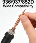 Installing Six Piece Pure Copper Solder Tips Set For 936 Soldering Iron Handles on a black handle