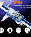 Ultra Accurate 0-6 Inch Digital Caliper With Extra Large LCD Screen IP54 Waterproof Stainless Steel Vernier Caliper