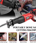 Beast 3800W Handheld Electric Saw cutting meat with interchangeable blade and rustproof aluminum frame.
