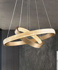 Modern Led Ring Chandelier With Gold Finish Aluminum Rings Crystal Acrylic Pendant Lights For Dining Room Living Room And Foyer