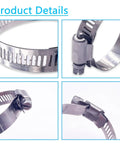 Close-up of 24 Piece Stainless Steel Hose Clamps Kit For Auto And Plumbing, showcasing adjustable worm gear mechanism.