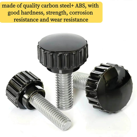 24 Pack M4 X 15mm Threaded Knurled Thumb Screws For VESA Monitor Mounts Carbon Steel With ABS Grip