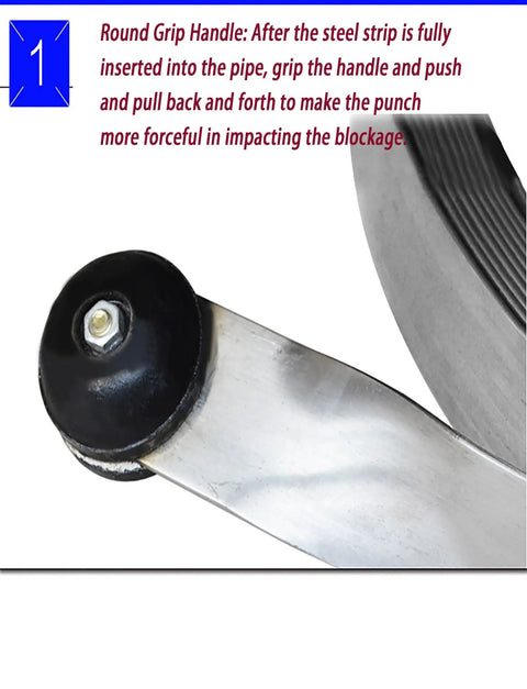 Beat Stubborn Clog Butt Heavy Duty Drain Cleaning Auger handle showing round grip design for effective blockage impact.