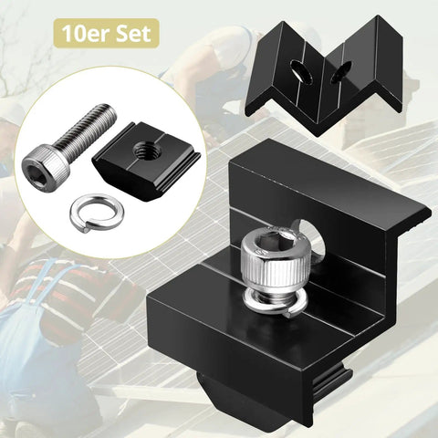 Ten Piece Solar Panel End Clamp Kit Fits 30Mm And 35Mm Rails Aluminum Z Brackets For Solar Panels Mounting Brackets Kit