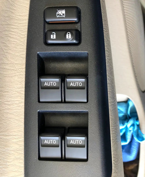 LED Backlit Power Window Switch Replacement Kit For Toyota Tundra 2007-2021 With Auto Up/Down And Lock Unlock, Bright White LED Glow, Driver Master Switch Compatible Not For 1794 Edition Platinum Or TRD Pro, black control panel
