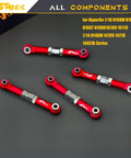 4 Pack Aluminum Steering Turnbuckles Camber Tie Rod Links For HyperGo RC Cars 1/16 And 1/14 Series CNC Machined Red