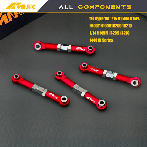 4 Pack Aluminum Steering Turnbuckles Camber Tie Rod Links For HyperGo RC Cars 1/16 And 1/14 Series CNC Machined Red