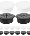 20 Piece Desk Cable Grommet Kit For Office Desks With Slick Black And White Wire Hole Covers Easy No Tool Install Conceal Cables On Your Computer Desk Plastic Grommets And Plugs For A Clean Tidy Pro-Grade Workspace, black and white plastic desk grommets