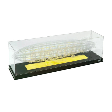 Dope 3D Zeppelin Puzzle Kit With Acrylic Display Light Box For Adults, Hindenburg 1:453 Scale, showing acrylic shield