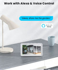 Smart display showing 2K Wireless Outdoor Security Camera With 360 Degree Pan Tilt Solar Powered and Battery Backed 2.4G WiFi view