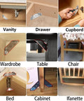 Rock Solid Stainless Steel Corner Brackets For Wood, 20 Piece Set For use in securing furniture like tables, cabinets, and wardrobes.
