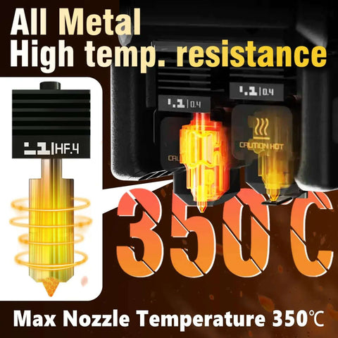 All Metal Hotends For H2D H2S H2C P2S With 0.4mm Hardened Steel Nozzle Direct Replacement Print Head highlighted, max 350°C
