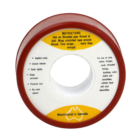 Roll of Copper Anti Seize Tape For Threads Three Quarters Inch By Fifty Feet PTFE Resin With Metal Flakes shown from front