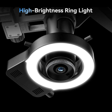 HDMI Soldering Microscope With Flexible Arm, 3 Lens Magnification, 360 Degree Base Rotation, 135 Degree Horizontal Extension, 180 Degree Vertical Movement, Foldable Design, Dope Lighting For Precise Electronics Work And Repairs high-brightness ring light close-up