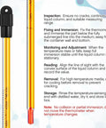 Four 12 Inch General Purpose Lab Thermometers Pack For Science Labs, Liquid In Glass, Total Immersion, Dual Scale Minus 20 C To 110 C And 0 To 230 F, Perfect For University Labs Food And Beverage Processing, glass thermometer close-up