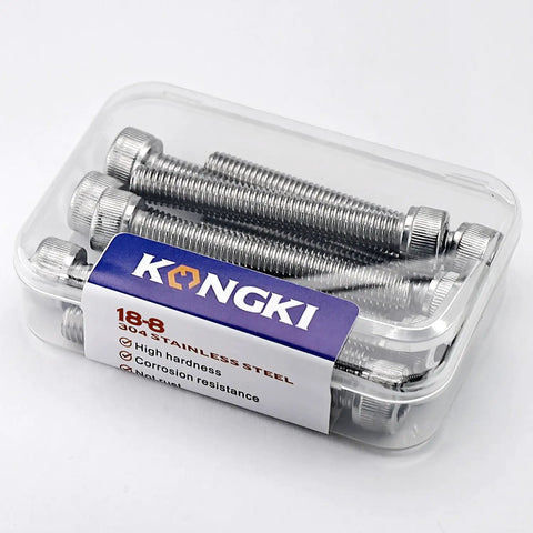 Dead Solid M6 X 30mm Socket Head Cap Screws With Full Threads And Allen Drive Built Like A Tank For Heavy Duty Fastening Featuring Zero Rust 304 Stainless Steel Grade Hardware in clear box.