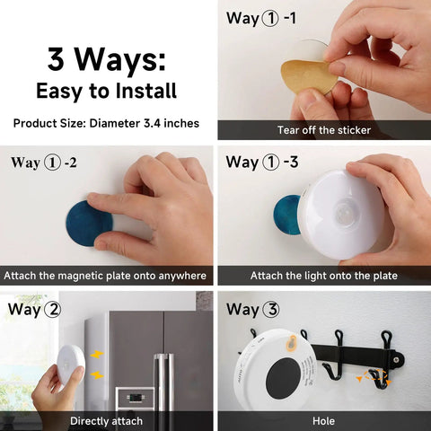 Bright LED Rechargeable Motion Sensor Light Must Have Two Pack For Indoor Use Stick On Puck Night Lights For Closet Cabinets Kitchens Hallways And Stairs With Long Lasting Battery And Sensitive Motion Sensor