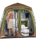 Portable Camping Shower Tent Deluxe Privacy Shelter With Two Rooms And Floor Drain Pop Up No Tool Setup For Beach Camp Hiking