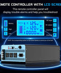 LCD display of No Brainer 1500W Sump Pump Battery Backup System with Pure Sine Wave Inverter and outlets shown
