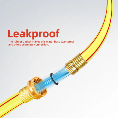 Garden hose with brass fittings, yellow 5/8 in x 4 ft, heavy-duty flexible water hose, Amazon
