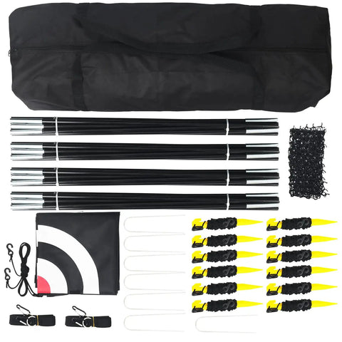 Parts of 30 Ft Baseball And Softball Batting Cage With Steel Frame, Large Backyard Net Enclosure With Pitching Backstop, and Carry Bag