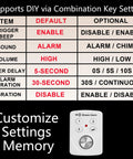 3 Pack Door Alarms With Delay When Left Open 130 dB Window Break Sliding Siren Vibration Detect Sensor For Your Home Pad Security Keypad Intruder Entry Alert And Pool Alarm For Kids Safety setup settings chart with remote