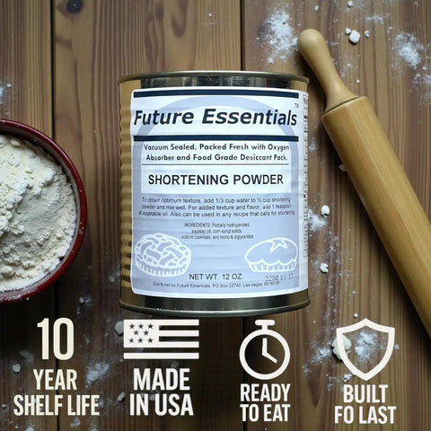 12 oz can of Shelf-Stable Shortening Powder For Frying And Baking, Reconstitutes With Water, Perfect For Emergency Prep And Everyday Cooking