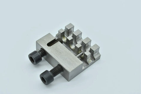 Chain Breaker And Press Tool For 415 428 420 41 40 Chains, steel construction with grooves and screws, top view