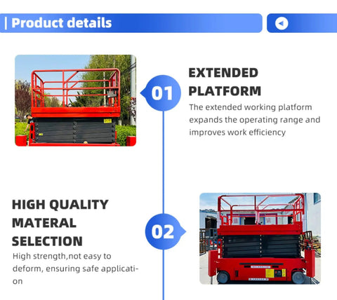 Heavy Duty Tracked Scissor Lift Featuring Hydraulic Work Platform For Rough Terrain Sites in extended position outdoors.