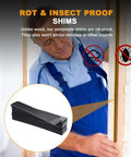 Composite Shims 48 Pack Heavy Duty Leveling Wedges For Home Improvement Never Rot Shims package shown with installer