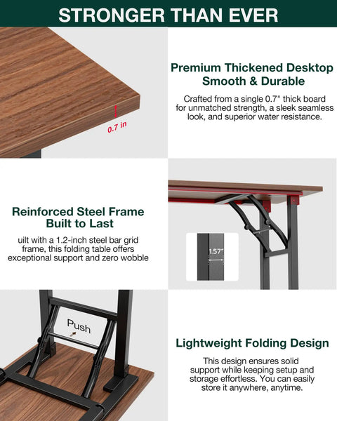 No Fuss Folding Laptop Desk For Small Spaces That Sets Up In Seconds, thick 0.7 inch desktop, steel frame, folding mechanism.